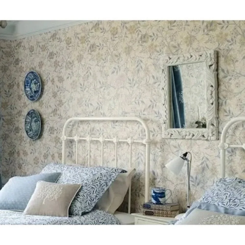NEW Morris & Co Jasmine Wallpaper Ecru/Woad 214724 Anthropologie